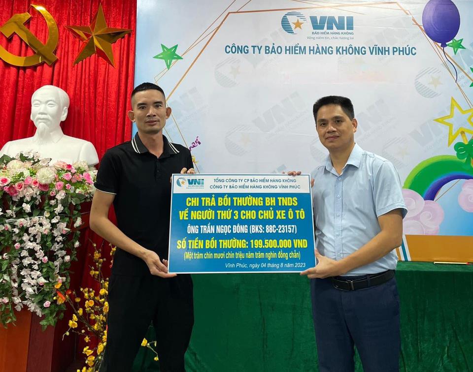 VNI VĨNH PHÚC BỒI THƯỜNG GẦN 200 TRIỆU ĐỒNG QUYỀN LỢI BẢO HIỂM TNDS XE Ô TÔ 