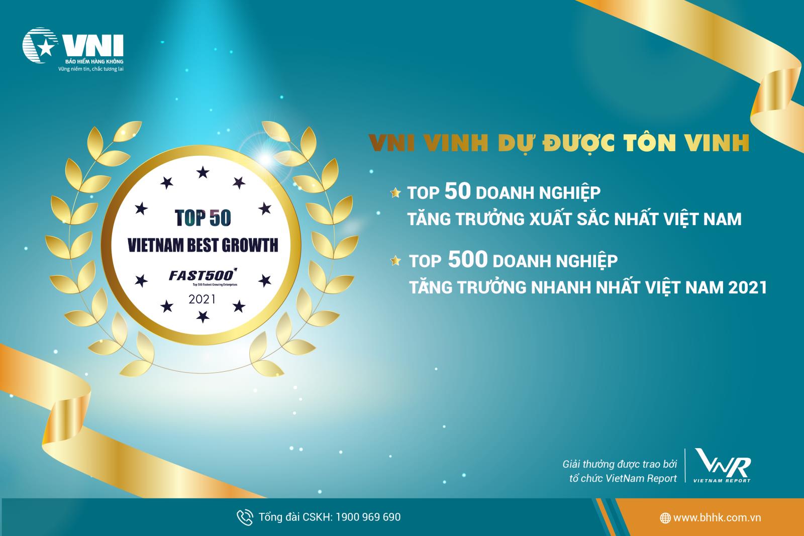 VNI VINH DỰ ĐƯỢC TÔN VINH TOP 50 DOANH NGHIỆP  TĂNG TRƯỞNG XUẤT SẮC NHẤT VIỆT NAM 
