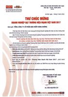  Thư chúc mừng VNI là doanh nghiệp đạt thương hiệu mạnh Việt Nam 2017