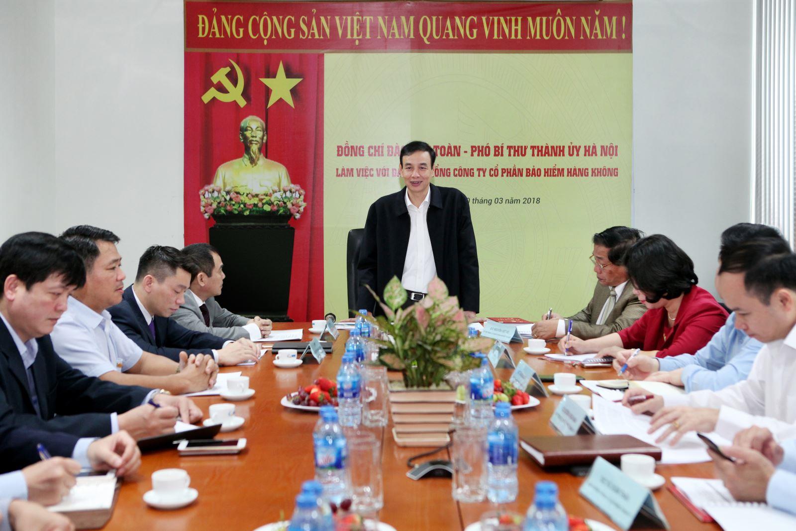 Phó Bí thư Thành ủy Hà Nội đến thăm và làm việc với Tổng công ty Bảo hiểm Hàng không