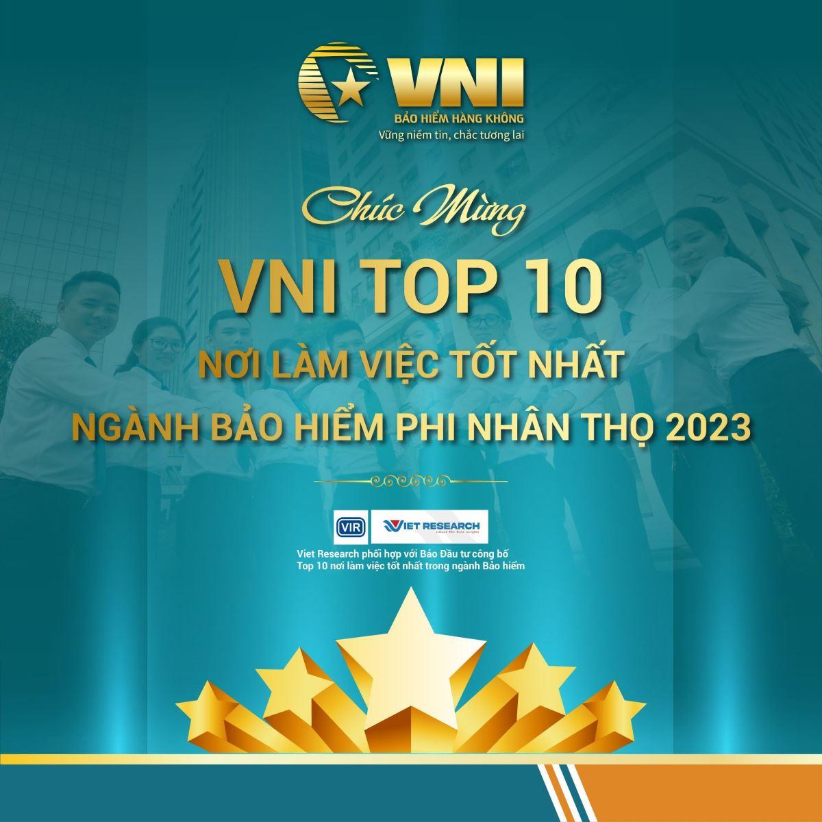 LIÊN TIẾP 2 NĂM, VNI TỰ HÀO TRONG TOP 10 NƠI LÀM VIỆC TỐT NHẤT NGÀNH BẢO HIỂM PHI NHÂN THỌ 2023