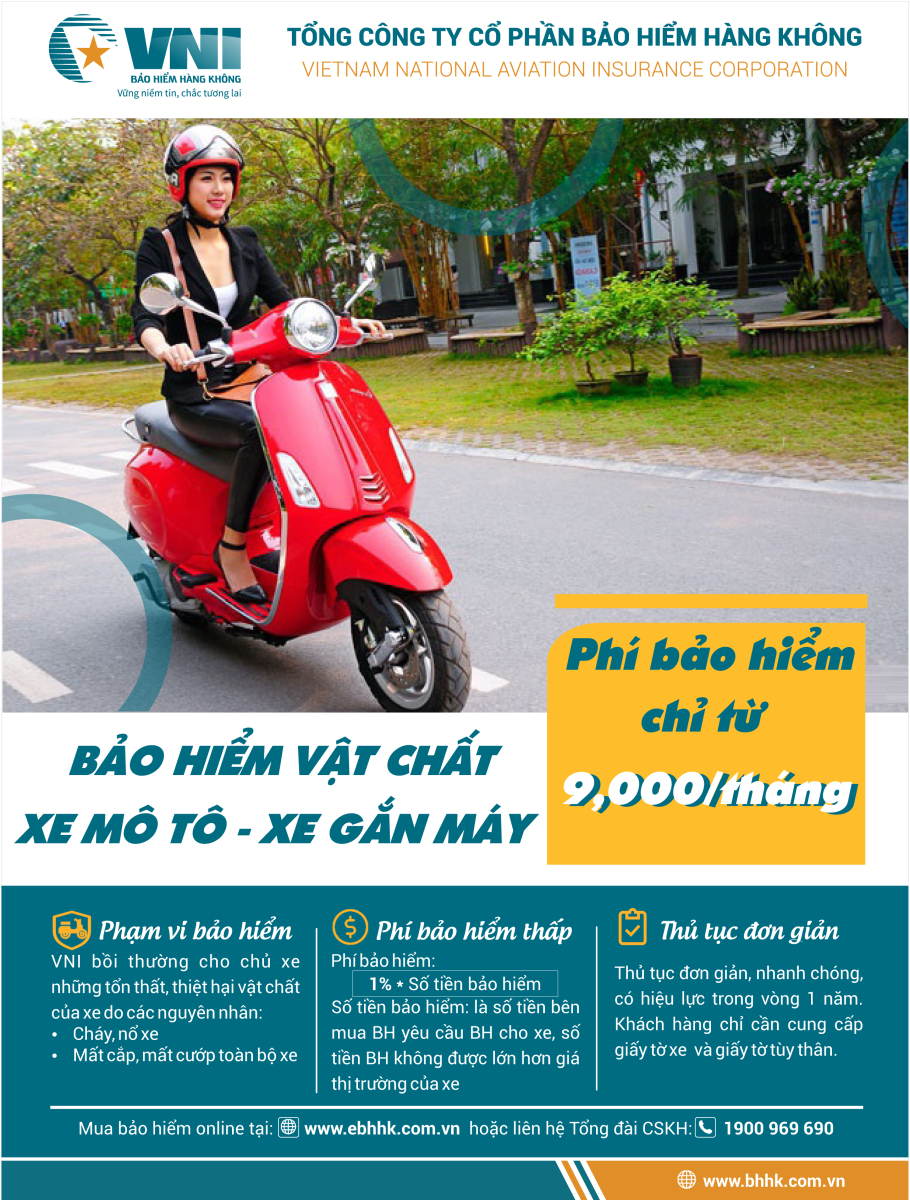 Bảo hiểm vật chất xe máy – VNI đồng hành cùng bạn trên mọi nẻo đường